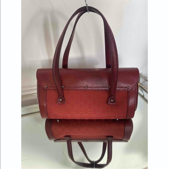 Gucci Red Bamboo Cloth Handbag - Picture 2 of 9